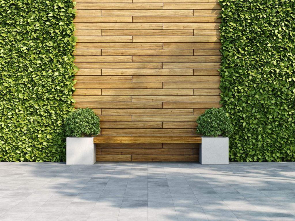 Garden wall and bench